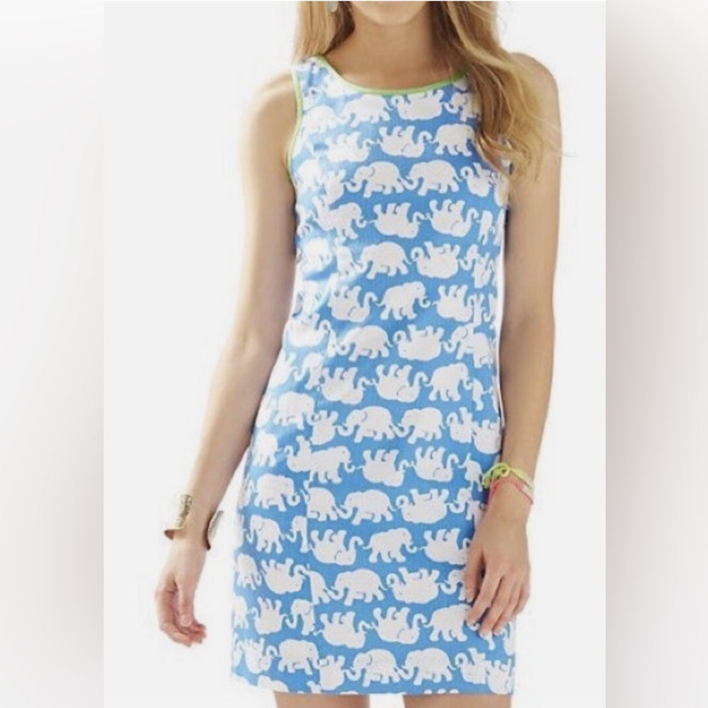 Lilly Pulitzer Women’s Tusk In Sun Elephant Blue And White Dress